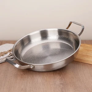 Titanium double ear frying pan